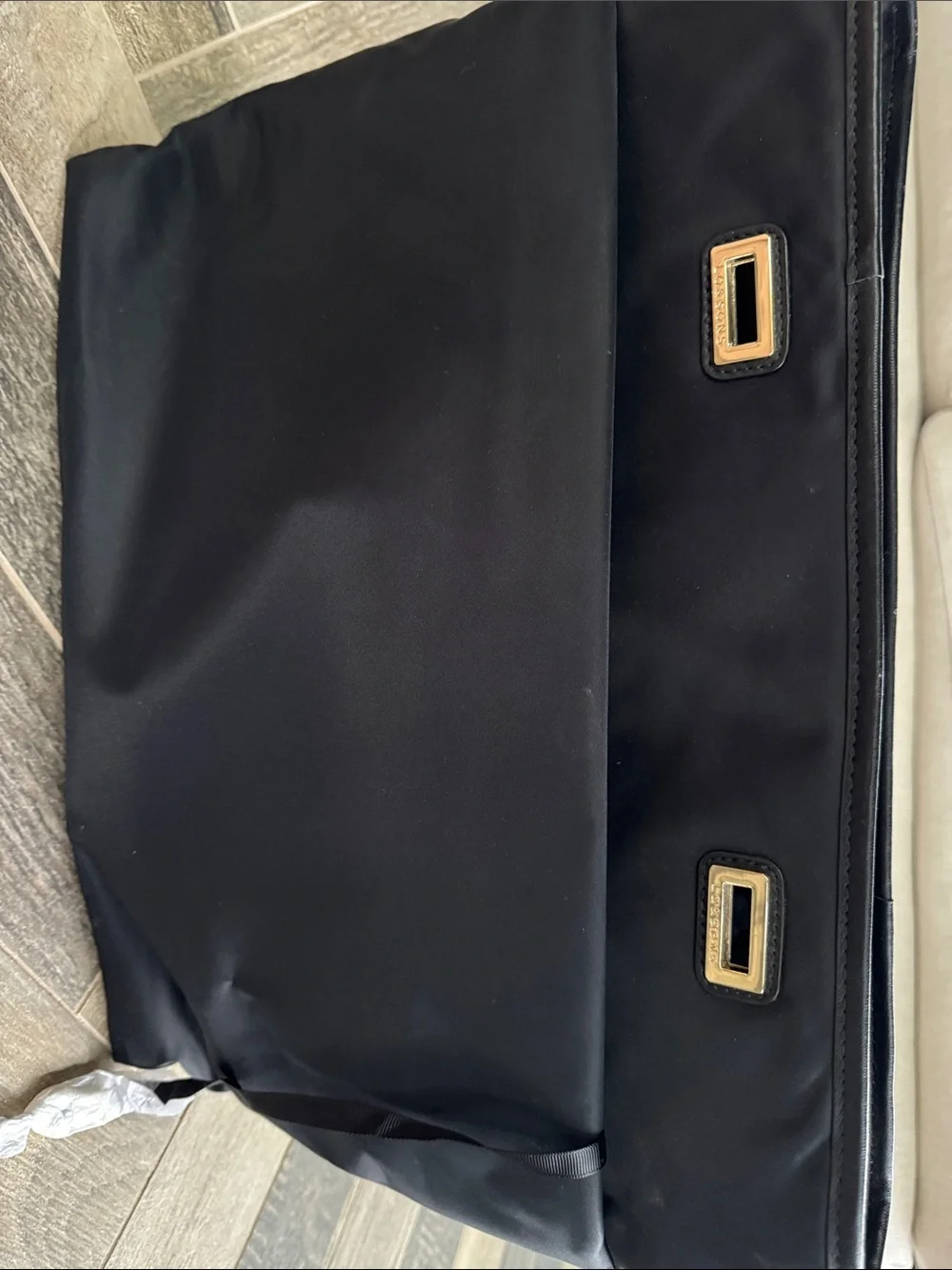 Lo & Sons Black Nylon Tote with Gold Hardware Accents